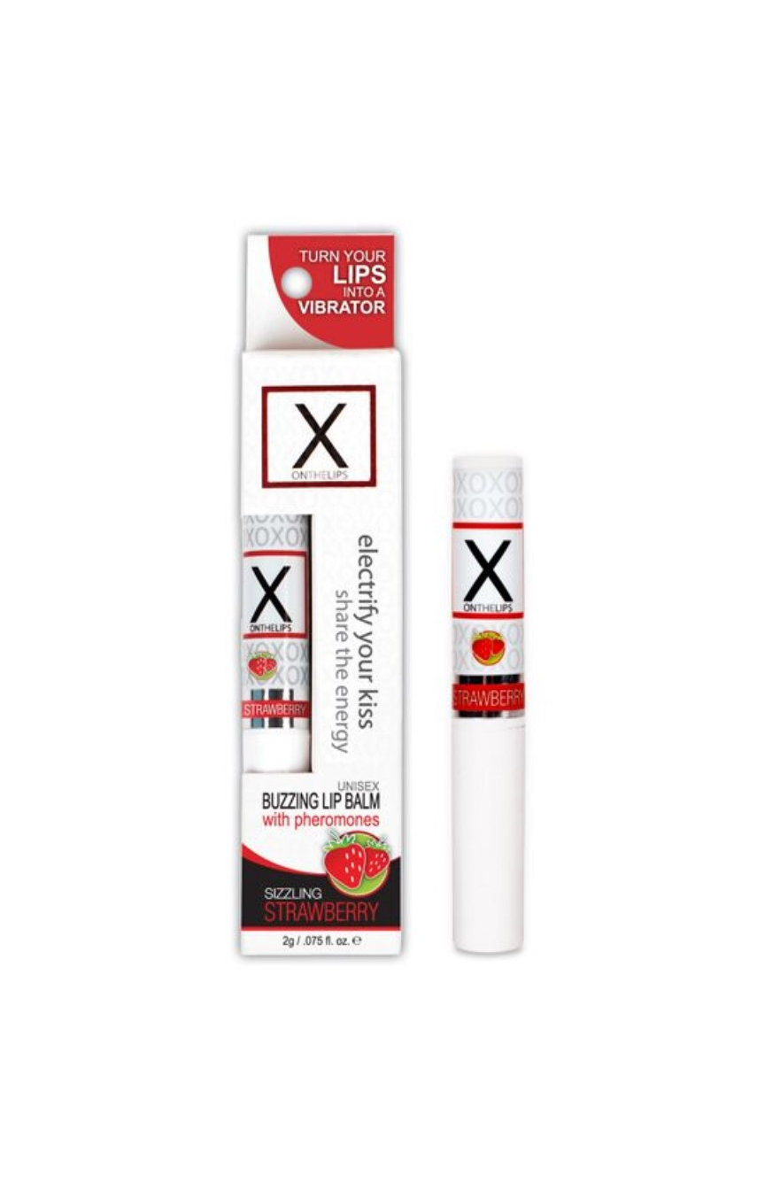 Стимулирующий бальзам для губ унисекс Sensuva - X on the Lips Strawberry с феромонами, клубника