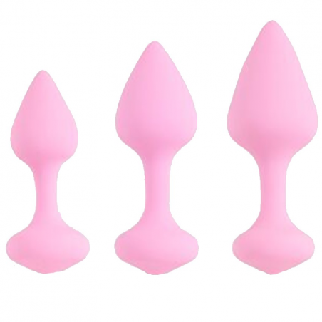 Набор силиконовых анальных пробок FeelzToys - Bibi Butt Plug Set 3 pcs Pink, цвет: розовый