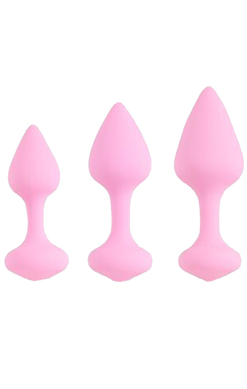 Набор силиконовых анальных пробок FeelzToys - Bibi Butt Plug Set 3 pcs Pink, цвет: розовый