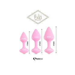 Набор силиконовых анальных пробок FeelzToys - Bibi Butt Plug Set 3 pcs Pink, цвет: розовый