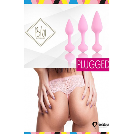 Набор силиконовых анальных пробок FeelzToys - Bibi Butt Plug Set 3 pcs Pink, цвет: розовый