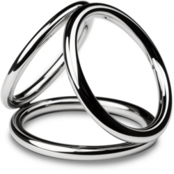 Тройное эрекционное кольцо Sinner Gear Unbendable - Triad Chamber Metal Cock and Ball Ring - Large