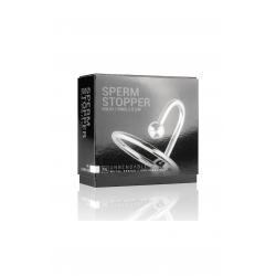 Уретральная вставка с кольцом Sinner Gear Unbendable - Sperm Stopper Solid, цвет: серебристый