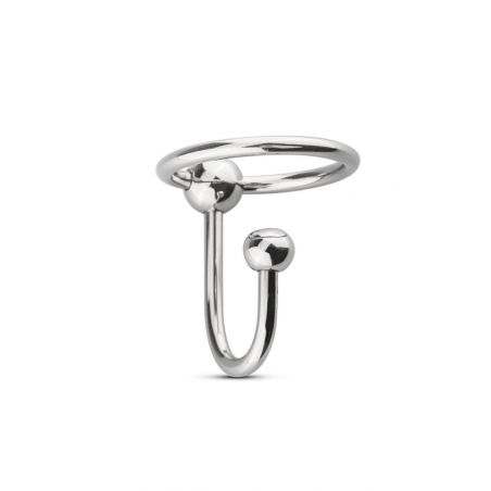 Уретральная вставка с кольцом Sinner Gear Unbendable - (Sperm Stopper Solid), цвет: серебристый