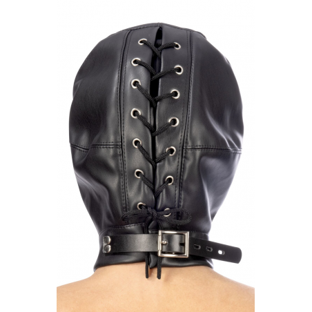 Капюшон для БДСМ Fetish Tentation Closed BDSM hood in leatherette, цвет: черный