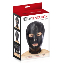 Капюшон для БДСМ с открытыми глазами и ртом Fetish Tentation Open mouth and eyes BDSM hood, цвет: че