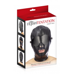 Капюшон для БДСМ со съемной маской Fetish Tentation BDSM hood in leatherette with removable mask, цв