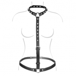 Портупея с металлическими шипами Fetish Tentation Sexy Adjustable Chest Harness, цвет: черный