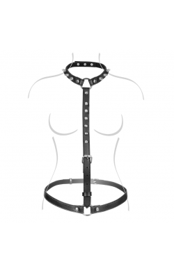 Портупея с металлическими шипами Fetish Tentation Sexy Adjustable Chest Harness, цвет: черный