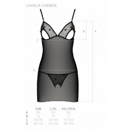 Сорочка с вырезами на груди + стринги LOVELIA CHEMISE black 