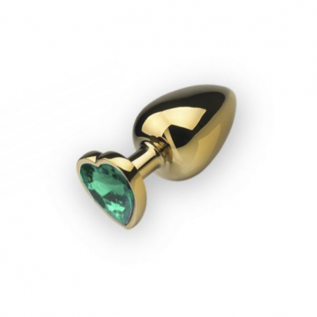 Анальная пробка, Gold Heart Emerald