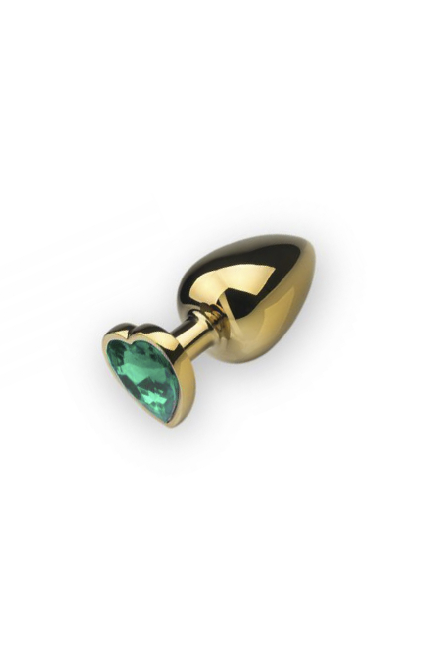Анальная пробка, Gold Heart Emerald